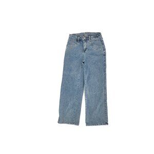 Sidefeel Crop Wide Leg Women's size 6 Medium Wash Blue Denim jeans